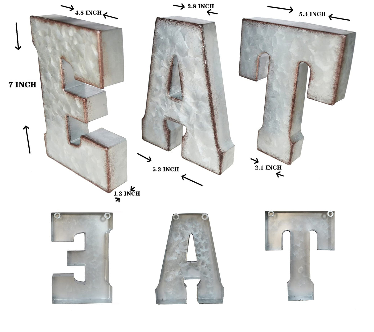 Zoreal Galvanized EAT Sign Rustic Metal Letters Free Standing Decorative Sign Wall Decor Zoreal