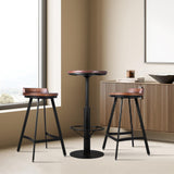BOKKOLIK 42inch Industrial Style Farmhouse Bar Table, Round Wooden Top, Matte Black Metal Base BOKKOLIK