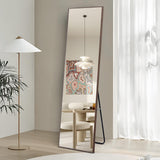 WIIS' IDEA 59"x16"Full Length Mirror,Durable Solid Wood Frame,Explosion-Proof Film,High-Definition Full Body Mirror,Standing/Leaning/Hanging Long Mirror for Bedroom,Bathroom,Living Room(Brown) WIIS' IDEA