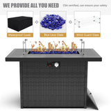 LayinSun Aluminum Furniture Set with Fire Pit Table, 4 Pieces Patio Sectional Conversation Chat Sofa Modern Seating Set LayinSun