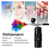 Airbrush Kit with Compressor Portable Airbrush Kit 48PSI High-Pressure Non-Clogging Air Brush Set Cordless Rechargeable with 0.3mm Nozzle and Cleaning Brush for Painting,Nail Art, Makeup (black) CBVCBV