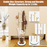 LIWSHWZ Solid Wood Coat Rack,Rotary Coat Rack Freestanding with 3 Shelves and 9 Hooks,Sturdy and Easy to Assemble Coat Tree for Entryway, Bedroom, Coats, Bags(Natural) LIWSHWZ