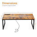 Coleshome 71 Inch Computer Desk with USB Ports, Large Office Desk, Long Study Student Writing Desk, Rustic Brown Coleshome