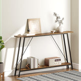YATINEY 55" Narrow Console Table, Long Skinny Sofa Tables, Industrial Entryway Table, Behind Couch Table Skinny, 2-Layer Hallway Table for Entryway, Living Room, Foyer, Rustic Brown and Black CT14BR YATINEY