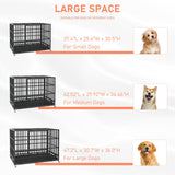 LEMBERI 48/38 inch Heavy Duty Indestructible Dog Crate, Escape Proof Dog Cage Kennel with Lockable Wheels,High Anxiety Double Door,Extra Large Crate Indoor for Large Dog with Removable Tray LEMBERI