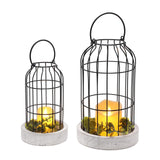 PHOSPHOR Rustic Farmhouse Decor Lantern Set of 2 Modern Farmhouse Decorative Indoor for Kitchen Fireplace Centerpiece Table Dinning Living Room PHOSPHOR