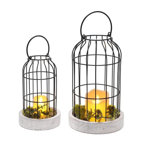 PHOSPHOR Rustic Farmhouse Decor Lantern Set of 2 Modern Farmhouse Decorative Indoor for Kitchen Fireplace Centerpiece Table Dinning Living Room PHOSPHOR