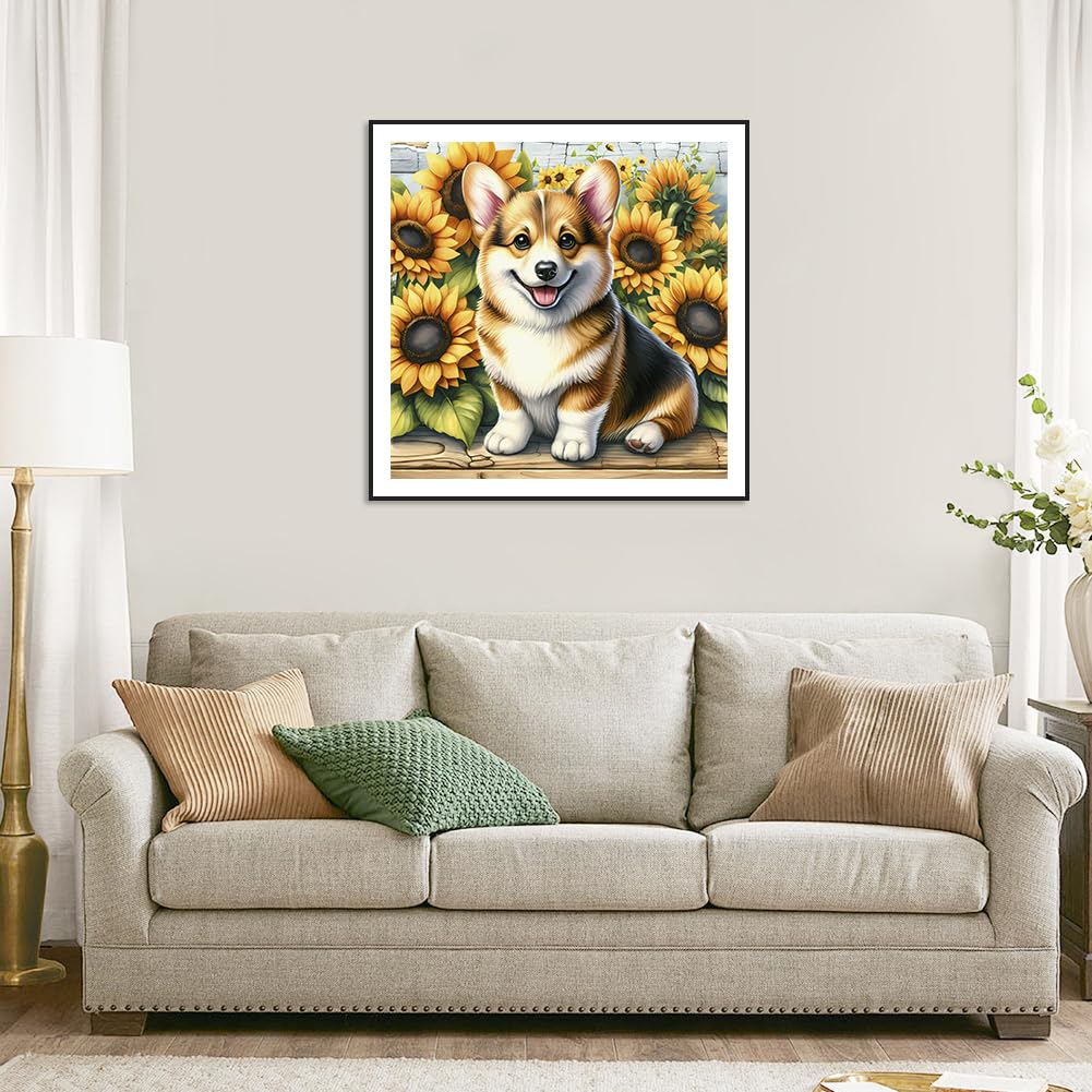 Anuver Dog Diamond Painting Kits for Adults, 5D DIY Diamond Art Kits for Beginners, Full Drill Diamond Painting Kits for Home Wall Decor, 12x12 Inch Anuver