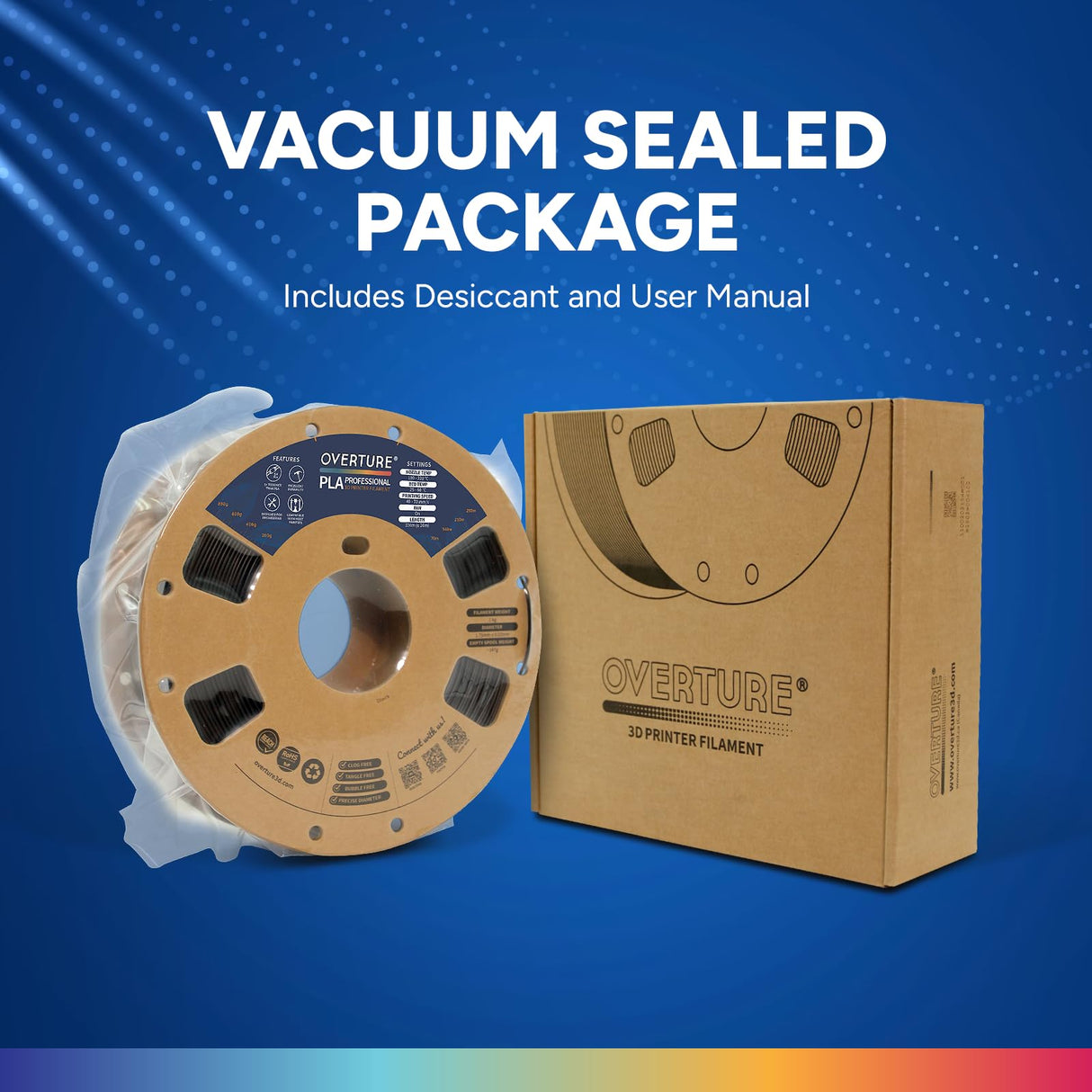 OVERTURE PLA Plus (PLA+) Filament 1.75mm, Stronger & More Durable, Professional Toughness 3D Printer Filament 1kg (2.2lbs), High Precision +/- 0.02mm, Tangle-Free (Black) OVERTURE