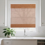 Sunbox Bamboo Roman Shades, Cordless Bamboo Blinds, Custom Size, Light Filtering Window Treatment, Natural Woven Wood Roman Shades for Windows, Doors, Caramel Sunbox