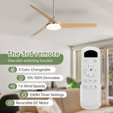 Sofucor 52 Inch Ceiling Fans with Lights and Remote, Modern Flush Mount Low Profile Ceiling Fan for Bedroom Indoor Outdoor, Noiseless Reversible LED Ceiling Fans, Strong Airflow 7000CFM, 3 Blades Sofucor