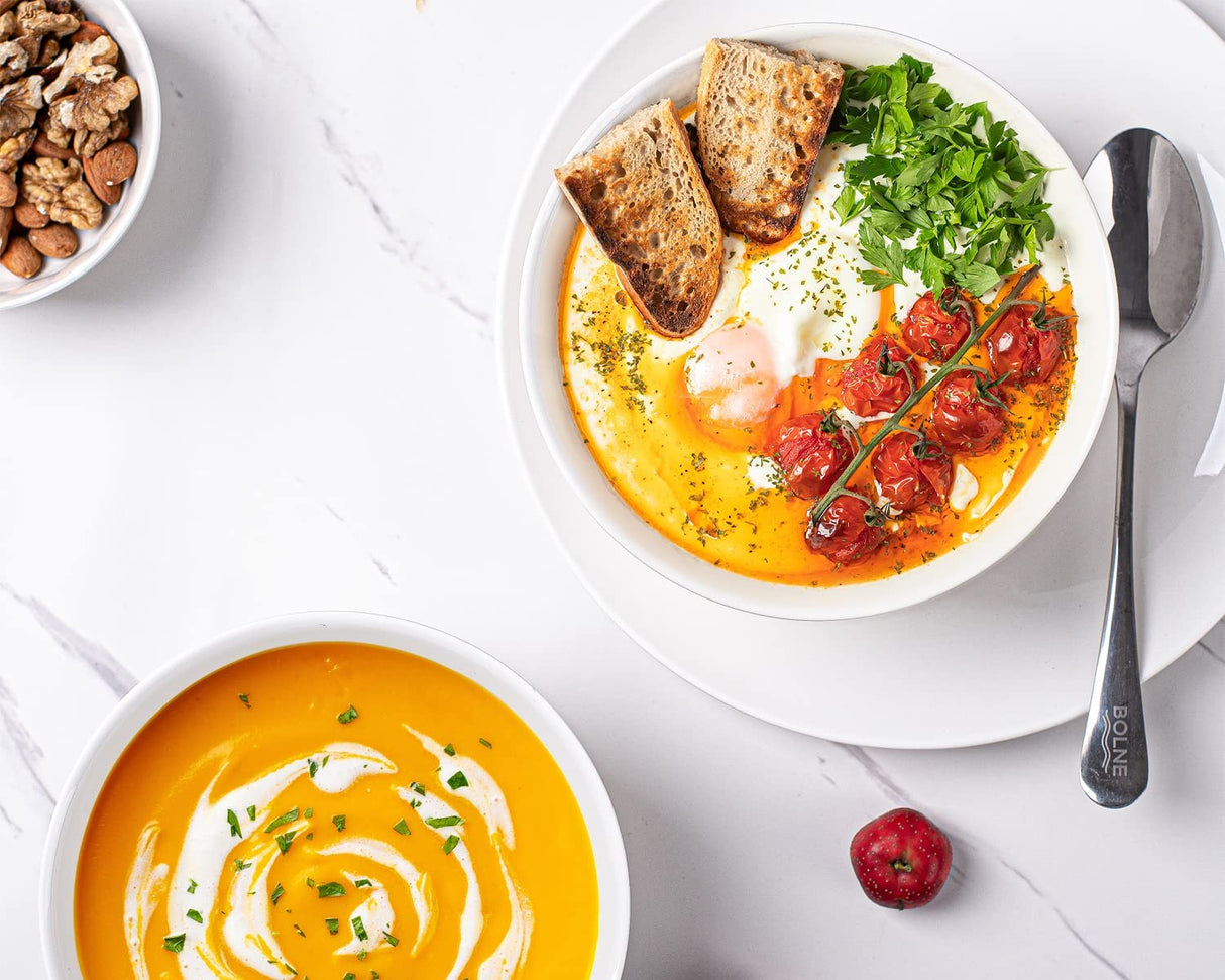 DELLING Ultra-Strong 22 Ounce Soup Bowls, Cereal Bowl, 6 inch Bowls Set, White Ceramic Bowls, White Bowls for Kitchen, Snack Rice Pasta Salad Oatmeal, Set of 6, Dishwasher & Microwave Safe DELLING