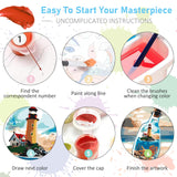 Paint by Numbers Kit for Adults - Beach Bottle Acrylic Adult Paint by Number Kits on Canvas for Beginner, Seaside Lighthouse DIY Oil Painting by Numbers for Adults, Perfect for Home Decor Gift 16"x20" Offito