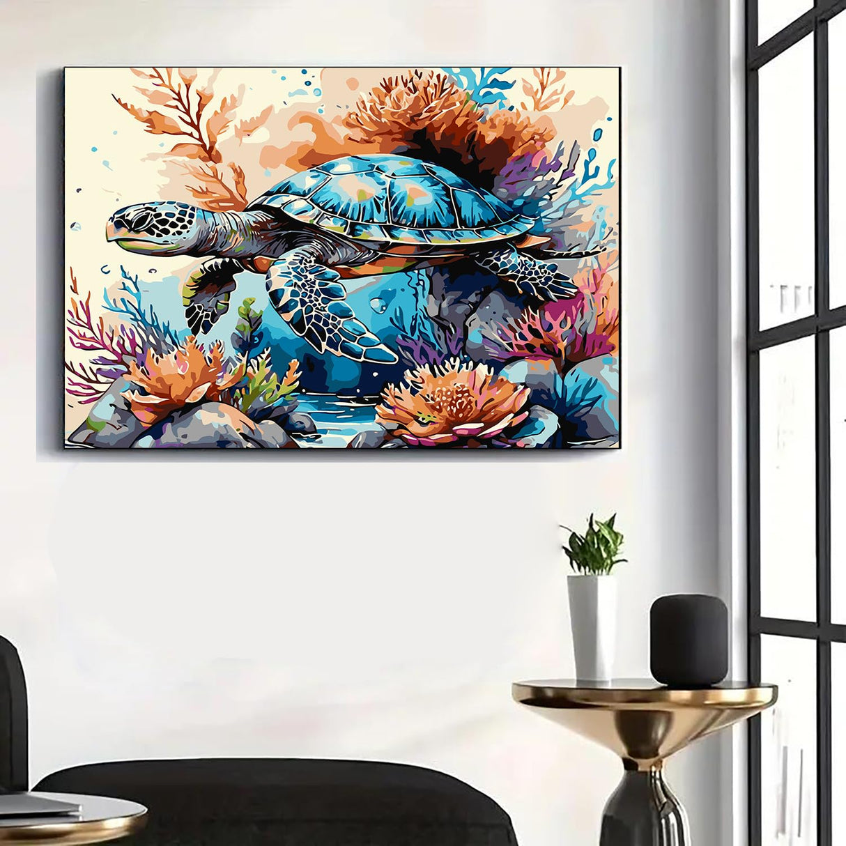 GXGLLPZBY Sea Turtle Paint by Numbers Kit for Adults Beginner,DIY Sea Turtle Paint by Numbers for Adults,Easy Canvas Paint by Number Without Frame Home Wall Decor 16 x 20 in GXGLLPZBY