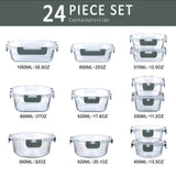 M MCIRCO 24-Piece Glass Food Storage Containers with Upgraded Snap Locking Lids,Glass Meal Prep Containers Set - Airtight Lunch Containers, Microwave, Oven, Freezer and Dishwasher M MCIRCO
