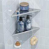 DAYONE 2 Pack Corner Shower Shelves 10", Chrome 304 Stainless Steel Recessed Bathroom Shelf with Razor Holding Hole and 2 Hools, for Tiled Wall No Drilling Needed DAYONE