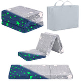 Givjoy Foldable Floor Mattress for Kids, Glow in The Dark Toddler Washable Tri Folding Floor Nap Mat for Sleeping Daycare, Child Trifold Futon Sofa Bed with Storage Bag for Girls and Boys Givjoy