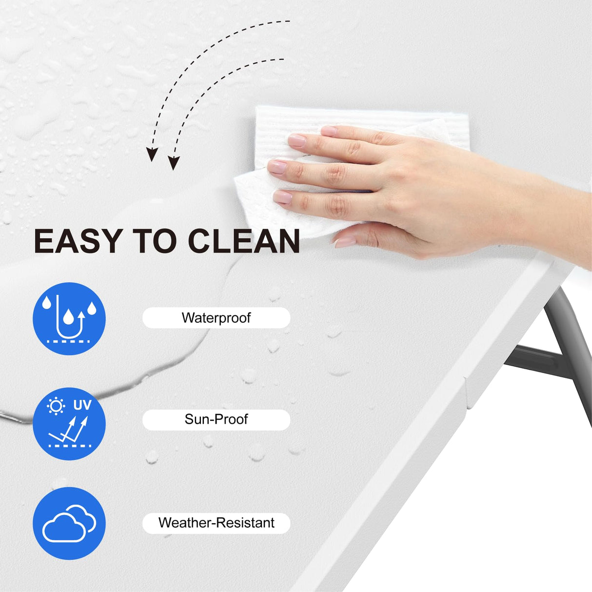 IWDOO Foldable Table 6ft, Plastic Folding Table, Portable Heavy Duty Dining Table with Lock Function & Carrying Handle, Outdoor Indoor Foldable White Table for Camping Party Picnic IWDOO