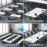 Conference Room Table Folding Conference Table, Modern Mobile Training Table with Wheels, White Foldable Seminar Meeting Tables for Office Meeting Conference Room (2pack 55.1in) Lrxmastery