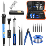 Soldering Iron Kit, Adjustable Temperature 13-in-1 60W Soldering Tool, Solder Kit Electronics with ON/Off Switch, 5 Soldering Tips, Solder Sucker, Stand, Tweezers, Solder Wire, Wire Cutter, Carry Bag KLARYTYMA
