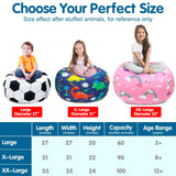 Lukeight Stuffed Animal Storage Bean Bag Chair Cover (No Filling) for Kids, Dinosaur Zipper Beanbag Chair Cover for Organizing Toddler and Kids' Rooms Plush Toys (Dinosaur, Large) Lukeight