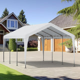 Galvanized Frame Carport Canopy (White-Without Sidewalls, 10 * 20FT) BUPPLEE