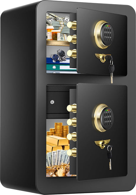 [2025 Upgraded] 8.1 Cu ft Extra Large Home Safe Fireproof Waterproof with [DOUBLE SAFES], Heavy Duty Fireproof Safe Box with [Hidden Lock Box], Fireproof Safe for Home Documents Business Office USE GHJGAGE