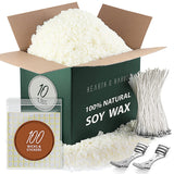 Hearth & Harbor Soy Candle Wax for Candle Making 10 lb Bag, Premium Natural Soy Wax Flakes, 100 Cotton Candle Wicks, 100 Wick Stickers, & 2 Centering Devices Hearth & Harbor