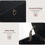 MAHANCRIS 47.2" Toy Chest, Sturdy Entryway Storage Chest with Safety Hinge, Retro Toy Box, Wooden Look Accent Furniture for Living Room, Bedroom, Black SCBK48801 MAHANCRIS