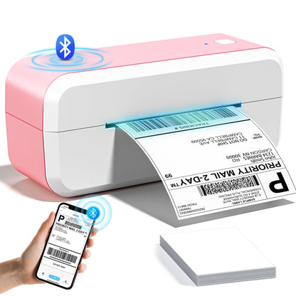 Bluetooth Shipping Label Printer, 4x6 Thermal Label Printer for Shipping Packages & Small Business, Compatible with IOS, Android, Windows and Mac, Widely Used for Ebay, Shopify, Amazon, Etsy (Pink)