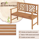 Giantex 2-Person Acacia Wood Outdoor Loveseat Bench - Sturdy Backrest & Armrests, 800lbs Capacity Giantex