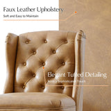 HULALA HOME Modern Faux Leather Desk Chair with Button Tufted Wingback, Adjustable Swivel Computer Chair with Nailhead Trim, Upholstered Task Chair for Home Office, Camel HULALA HOME