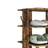 HOMEFORT 10-Tier Vertical Shoe Rack, Corner Shoe Tower, Double Rows 10 Tiers Shoe Shelf, Slim Shoe Storage Unit for 20 Pairs of Shoes, Shoe Stand for Entryway, Hallway, Closet (Rustic Brown) HOMEFORT