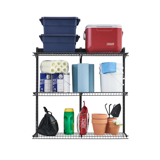 Rubbermaid Fasttrack Rail Storage 36"x12" 3-Shelf Kit, 350 lbs. Per Shelf, for Home/Garage/Shed/Workshop Organization