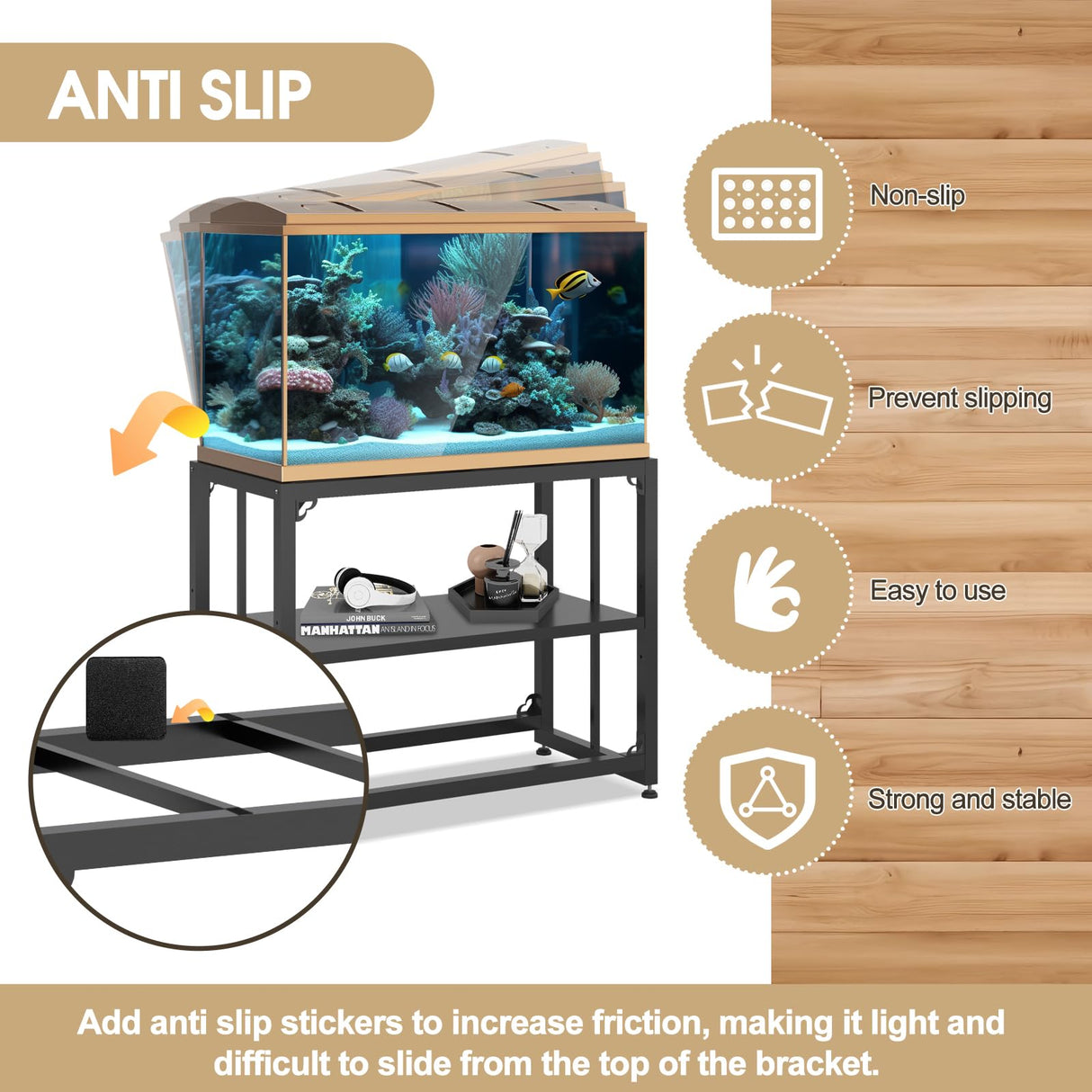 Grehitk Fish Tank Stand, Aquarium Stand for 40 Gallon, Upgrade Aquarium Turtle Tank, Adjustable 2-Tier Fish Tank Rack Shelf, Reptile Tank Terrariums Tank Breeder Reptile Tank Stand Tank not Included Grehitk