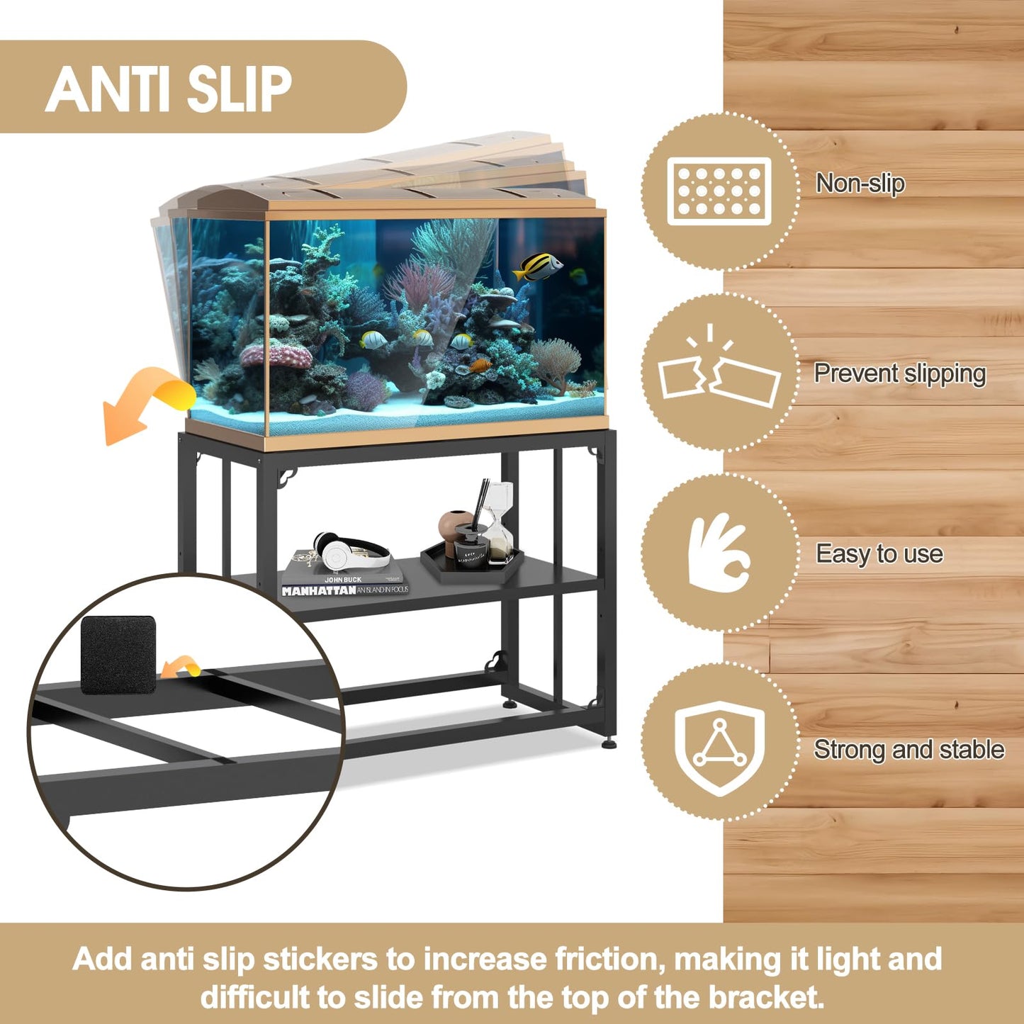 Grehitk Fish Tank Stand, Aquarium Stand for 40 Gallon, Upgrade Aquarium Turtle Tank, Adjustable 2-Tier Fish Tank Rack Shelf, Reptile Tank Terrariums Tank Breeder Reptile Tank Stand Tank not I - WoodArtSupply