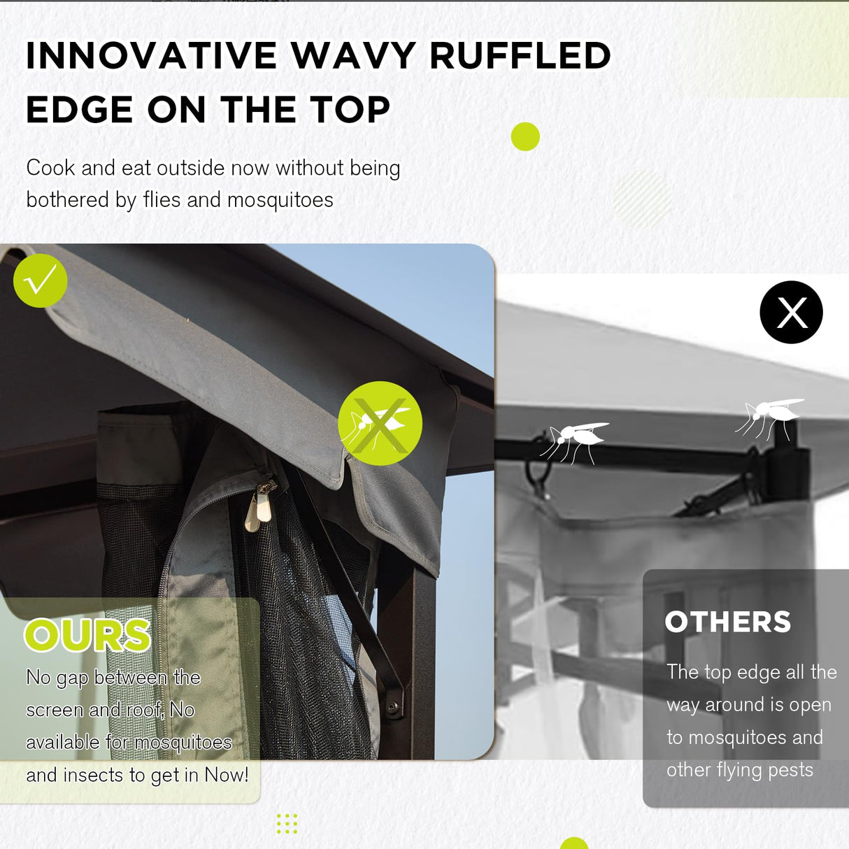 [Upgraded] 10x12 Gazebo with Mosquito Netting,Sturdy Metal Outdoor Patio Gazebo[Heavy Duty Frame],Gazebo Canopy Tent with Dual Air Roof,Patio Canopy Gazebo,All-Weather/Wind Resistant for Deck,Beige RICHRYCE