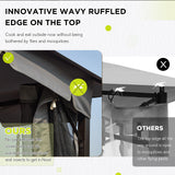 [Upgraded] 10x12 Gazebo with Mosquito Netting,Sturdy Metal Outdoor Patio Gazebo[Heavy Duty Frame],Gazebo Canopy Tent with Dual Air Roof,Patio Canopy Gazebo,All-Weather/Wind Resistant for Deck,Beige RICHRYCE