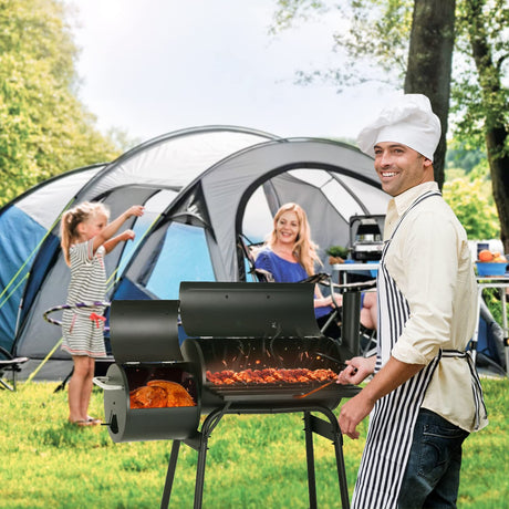 Charcoal Grills Outdoor Barbecue Grill Offset Smoker Portable BBQ Grill with Wheels for Backyard Camping Picnics Dopinmin
