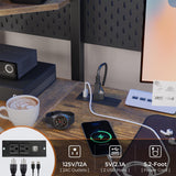 DICTAC Twin Loft Bed with U-Shaped Desk, LED Lights, Charging Station, and Storage Shelves – Metal Frame in Black DICTAC