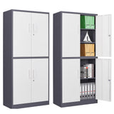 Letaya Metal Storage Cabinet with Lock Door, Adjustable Shelf Steel Cabinets for Office, Home,Pantry,Kitchen,Garage Utility Cabinet (4 Door-White&Gray) Letaya