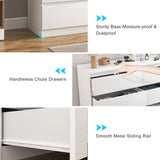 Vibe & Dine White Dresser 6 Drawer, Modern Double Dresser for Bedroom, Wood Chest of Drawers with Wide Storage for Living Room Vibe & Dine