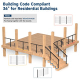 Gyykzz 5FT-8FT Porch Railing, 36" Matte Black Level Drilled Cable Railing Post Kits System for Outdoor Wood Porch with 1 Stainless Steel Railing Post, 99ft Black Cable, 20 Thread Swage Lag Screws Gyykzz