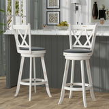 Betterhood 29" Bar Height Swivel Stools - High Back Swivel Barstools with Upholstered Seat & Solid Wood Footrest, Counter Bar Chairs for Kitchen Island & Pub (White, Set of 2) Betterhood