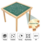 MEIMAI Foldable Mahjong Table, 35" Multifunction Card Table with 4 Cup Holder and 4 Fdrawers, Square Game Table for Mahjong, Poker Blackjack,Natural MEIMAI