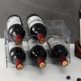 YENXIKU Wine Rack for Countertop, Fridge, Inside Cabinet, 2 Tier Plastic Tabletop Wine Bottle Holder, Water Bottle Organizer for Refrigerator, Pantry, Hold 6 Bottles YENXIKU