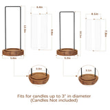 Houmury Set of 2 Hurricane Candle Holders Lantern 12” & 10”with Wood Base Metal Handle Glass Cylinder Modern Farmhouse Decor for Home Decoration, Table Centerpieces Houmury