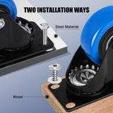 Humagineer 2 Inch Casters Wheel Set of 8, 1200 Lbs Heavy Duty Casters, Safety Swivel Casters with Brake, No Noise Top Plate Wheels for Furniture, Carts (Free Screws and 1 Screwdriver) Humagineer