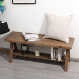 RowyPoey Solid Wood Bench, 43" Farmhouse Entryway Bench for Living Dining Room, Rustic Storage Bench Seat for Indoors and Outdoors, Natural RowyPoey