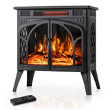 Electactic 24Inch Electric Fireplace Stove , Free-Standing Infrared Fireplace Stove, Controllable 3D Flame, 4 Variable Flame&Log Colors, 1500w, 5100BTU, Black (S230B-BLACK), 23.5"L X 10.7"W X 24.3"H Electactic